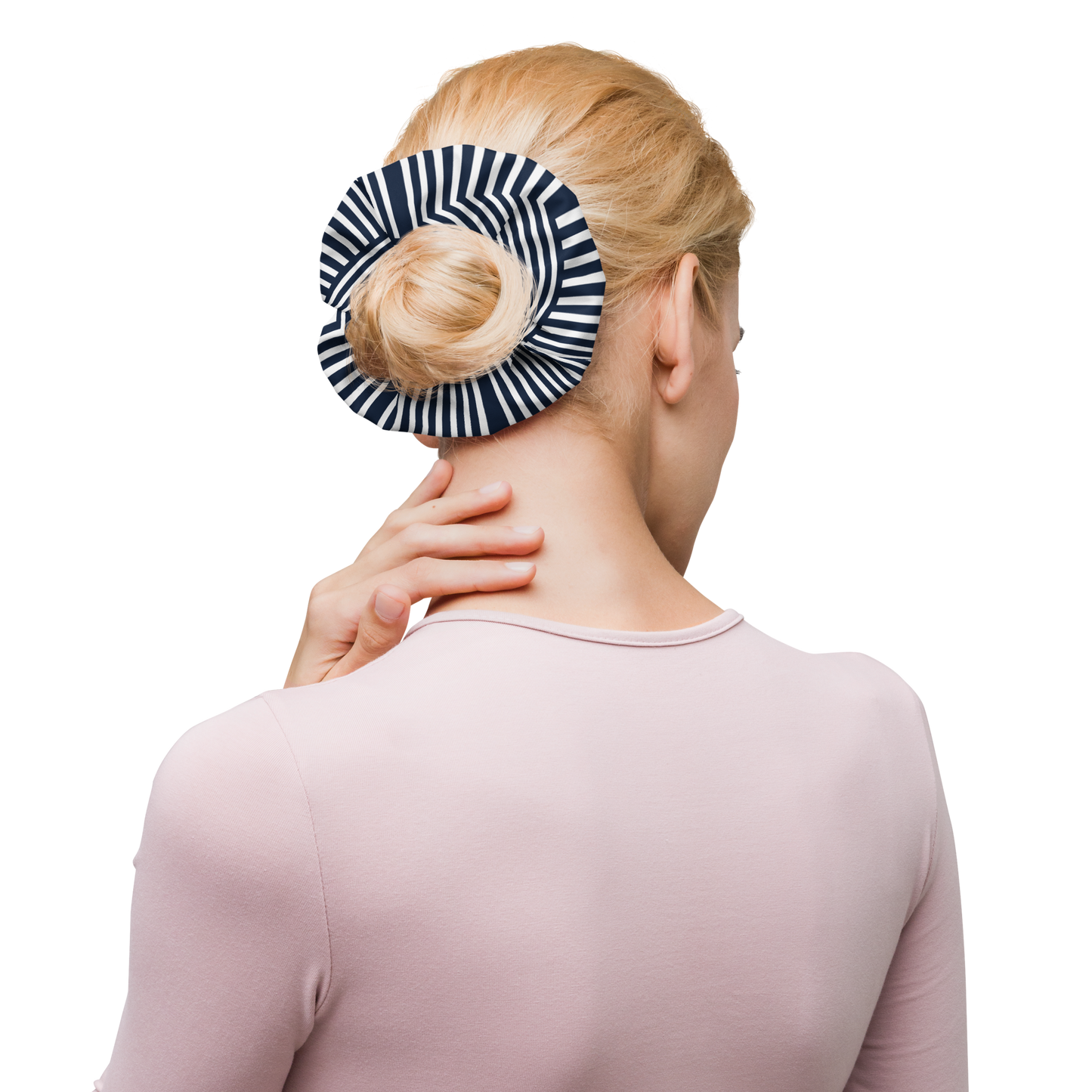 Scrunchie , navy white stripes