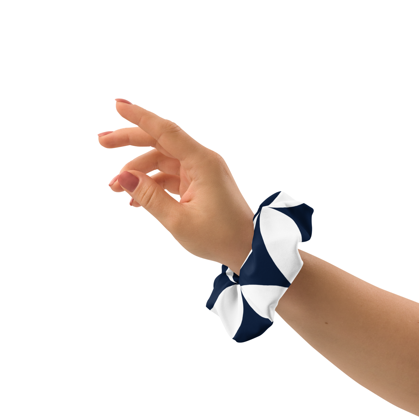 Elegant Navy White Scrunchie