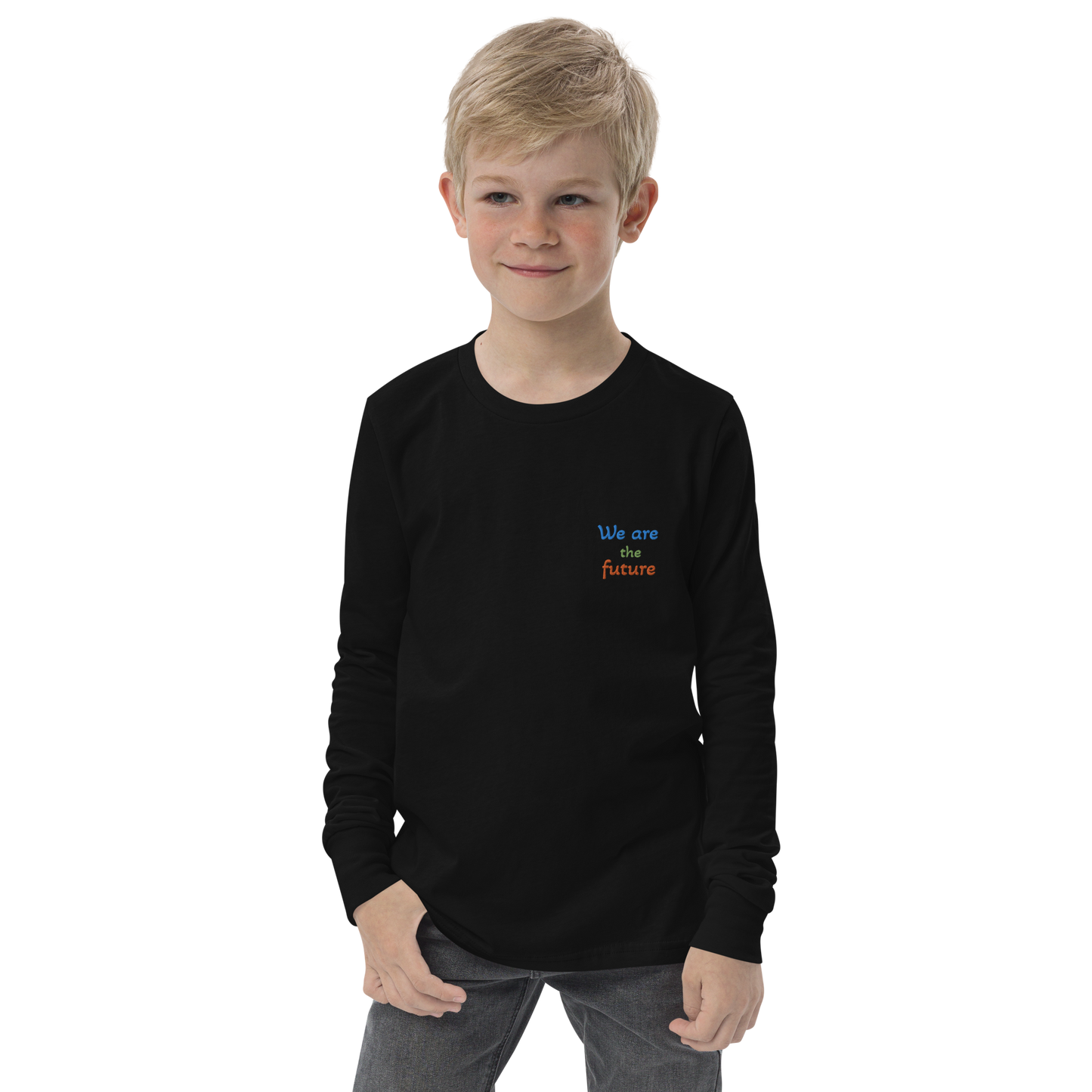 Youth long sleeve tee. We are the future!