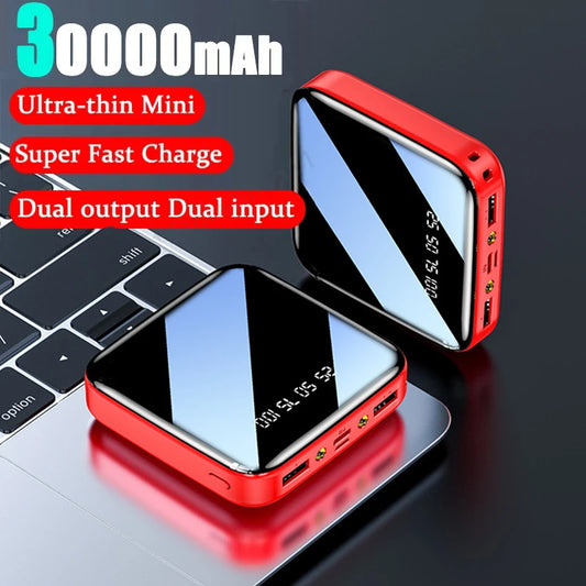 30000mAh Mini Power Bank Super Fast Charge Portable External Battery Pack Digital Display Powerbank For Xiaomi iPhone Samsung