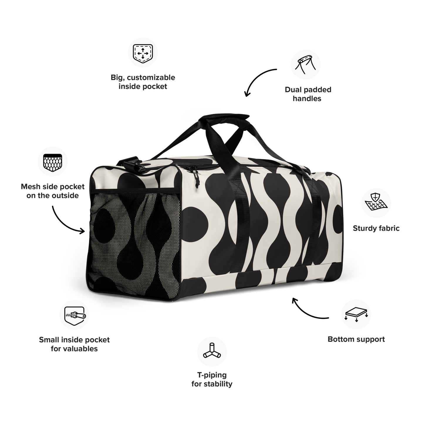 Modern Black n White Duffle bag