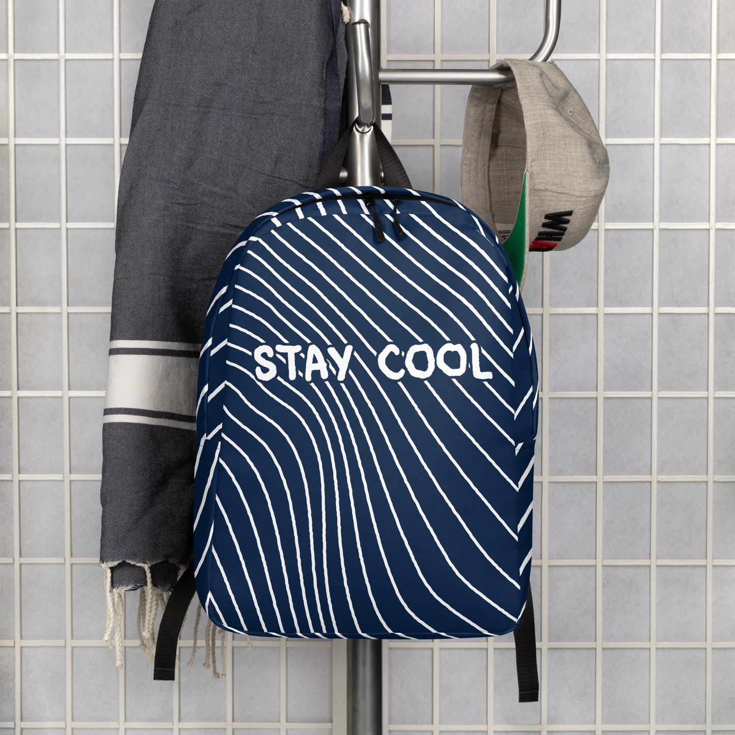 Stay cool, Blue n White Backpack