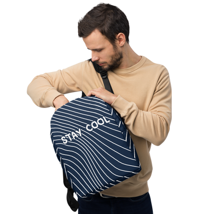 Stay cool, Blue n White Backpack