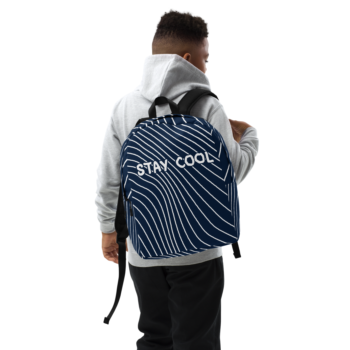 Stay cool, Blue n White Backpack