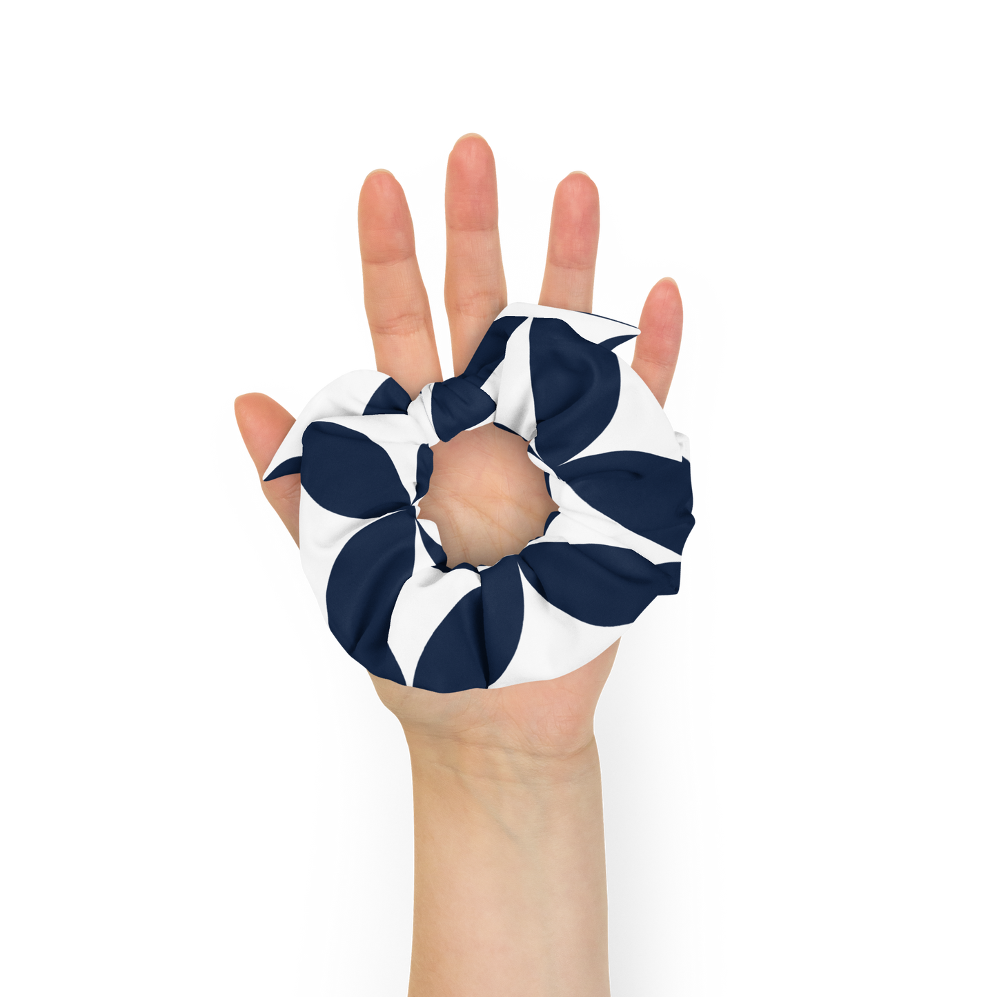 Elegant Navy White Scrunchie