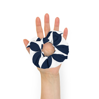 Elegant Navy White Scrunchie