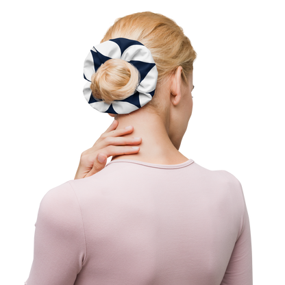 Elegant Navy White Scrunchie