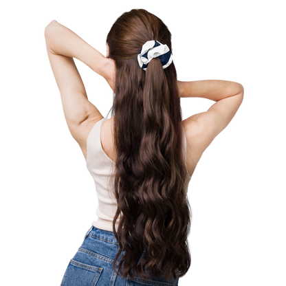 Elegant Navy White Scrunchie
