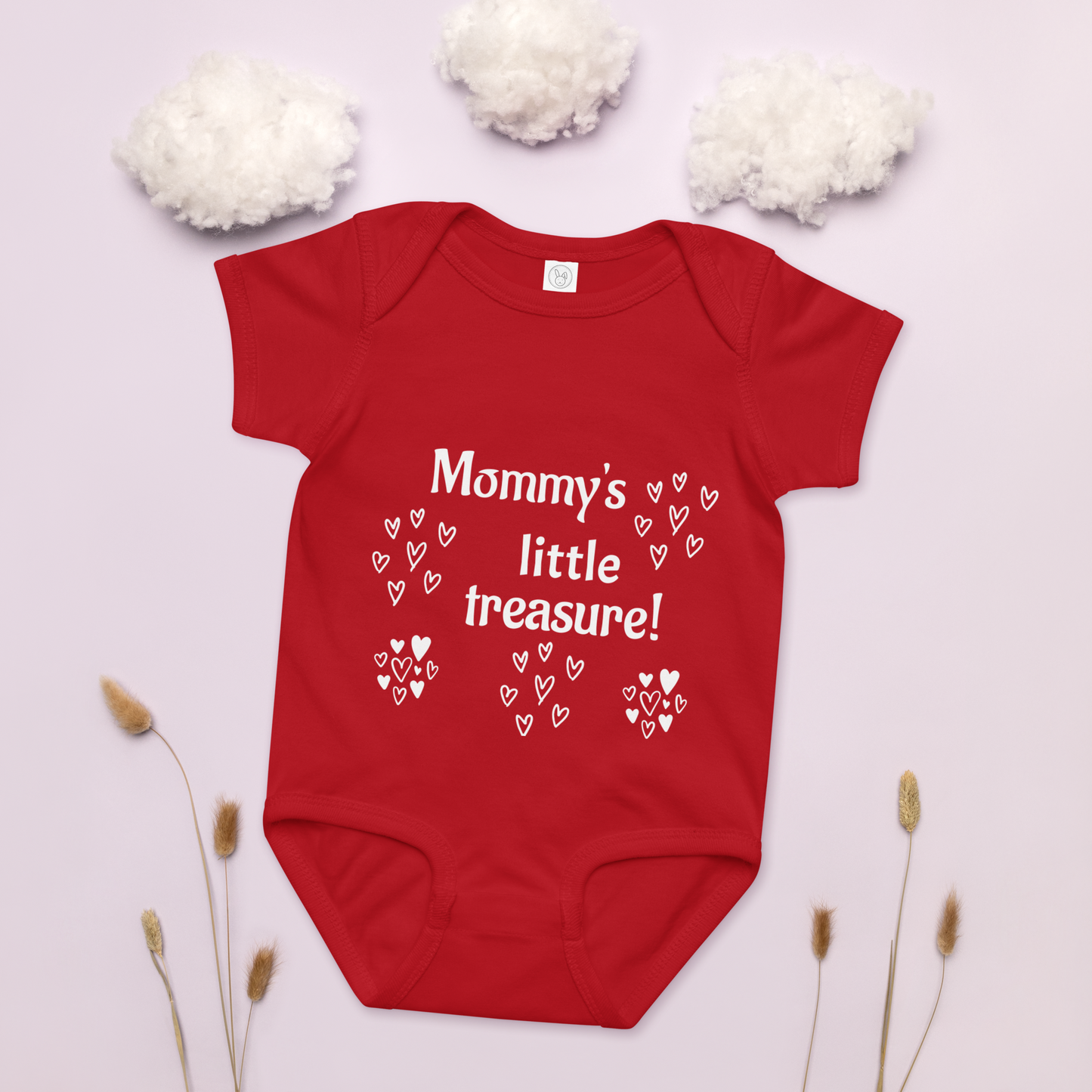 Red Baby jersey bodysuit  , mommy's little treasure