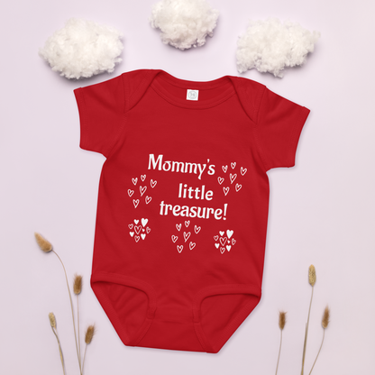 Red Baby jersey bodysuit  , mommy's little treasure