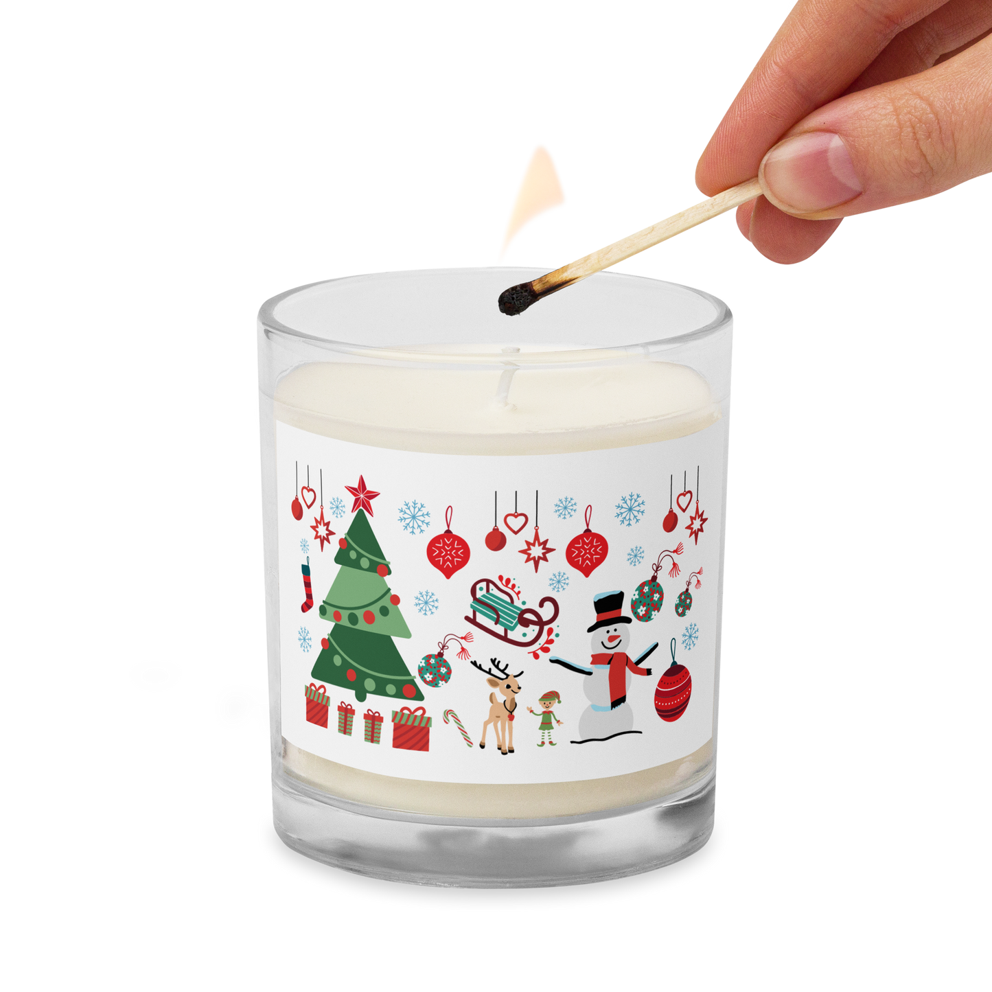 XMAS tree, glass jar soy wax candle