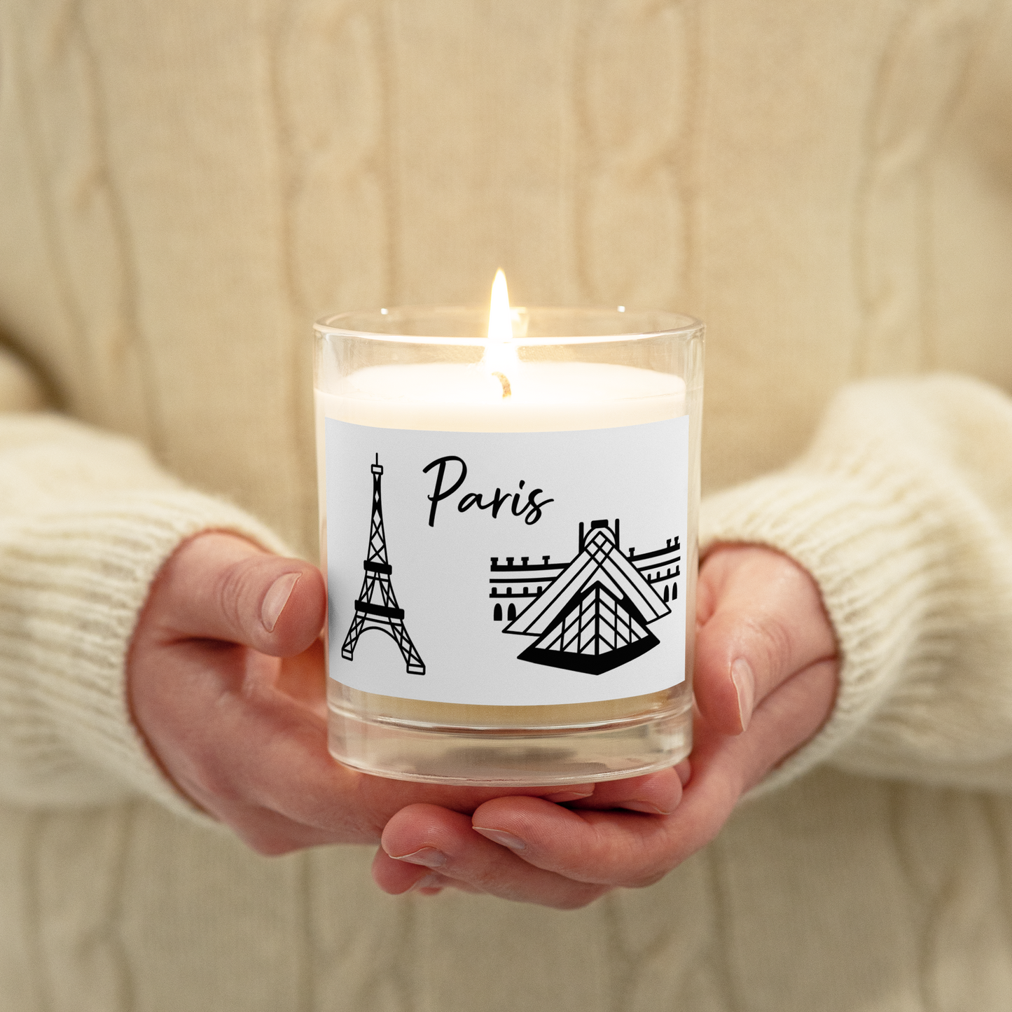 Paris, France, Glass jar soy wax candle