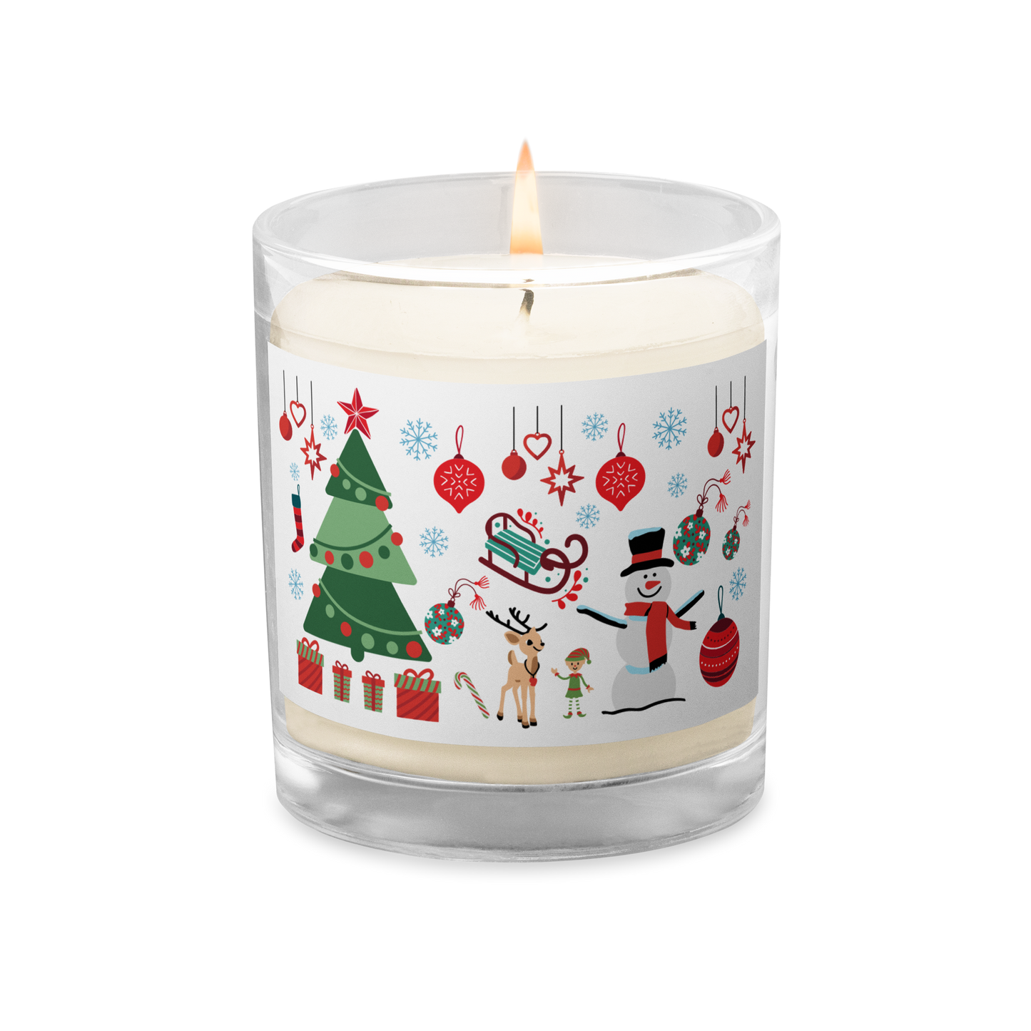 XMAS tree, glass jar soy wax candle