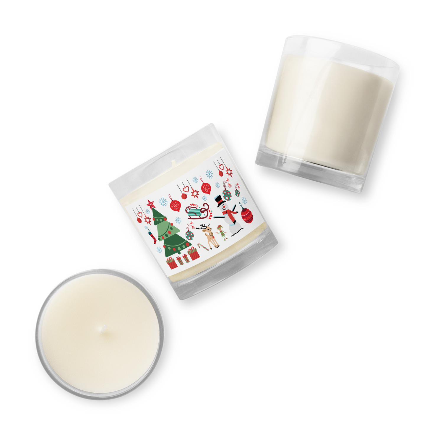 XMAS tree, glass jar soy wax candle