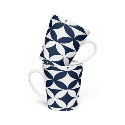 Navy and white circle latte mug