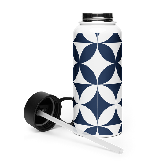 Stainless steel water bottle with a straw lid