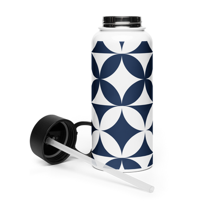 Stainless steel water bottle with a straw lid