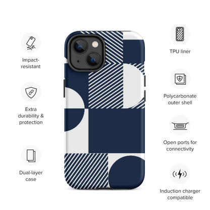 Modern Blue n White Tough Case for iPhone® 14 to 16 models