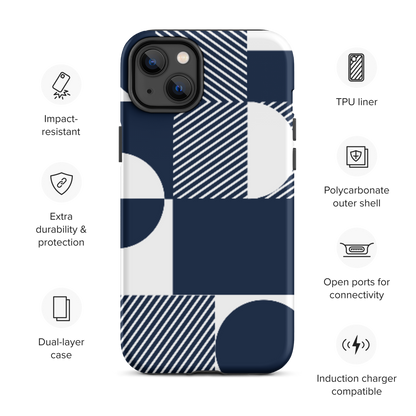 Modern Blue n White Tough Case for iPhone® 14 to 16 models