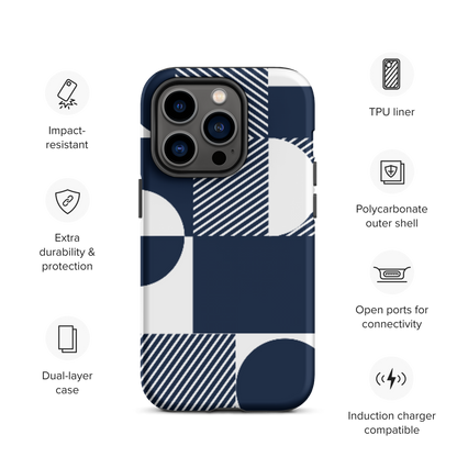 Modern Blue n White Tough Case for iPhone® 14 to 16 models