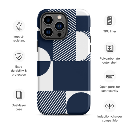 Modern Blue n White Tough Case for iPhone® 14 to 16 models