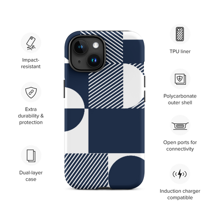 Modern Blue n White Tough Case for iPhone® 14 to 16 models