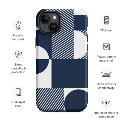 Modern Blue n White Tough Case for iPhone® 14 to 16 models