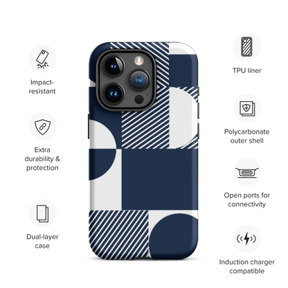 Modern Blue n White Tough Case for iPhone® 14 to 16 models