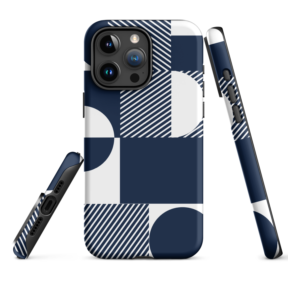 Modern Blue n White Tough Case for iPhone® 14 to 16 models