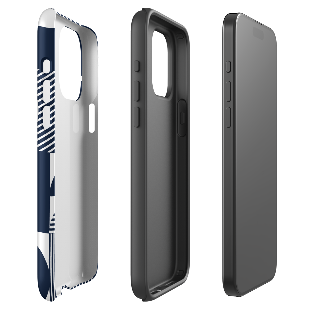 Modern Blue n White Tough Case for iPhone® 14 to 16 models