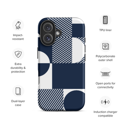 Modern Blue n White Tough Case for iPhone® 14 to 16 models