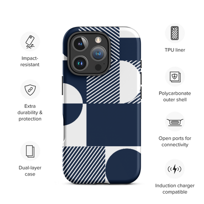 Modern Blue n White Tough Case for iPhone® 14 to 16 models