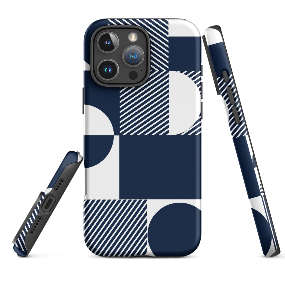 Modern Blue n White Tough Case for iPhone® 14 to 16 models