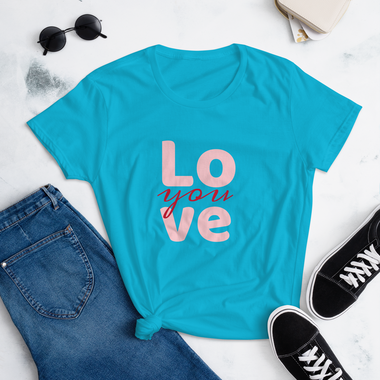 Love you, Women's short sleeve cotton t-shirt