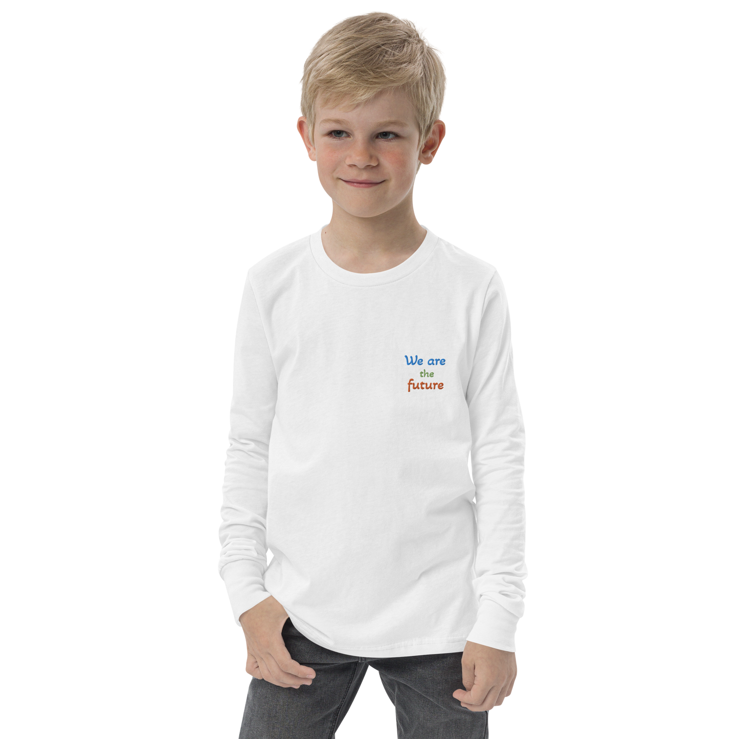 Youth long sleeve tee. We are the future!